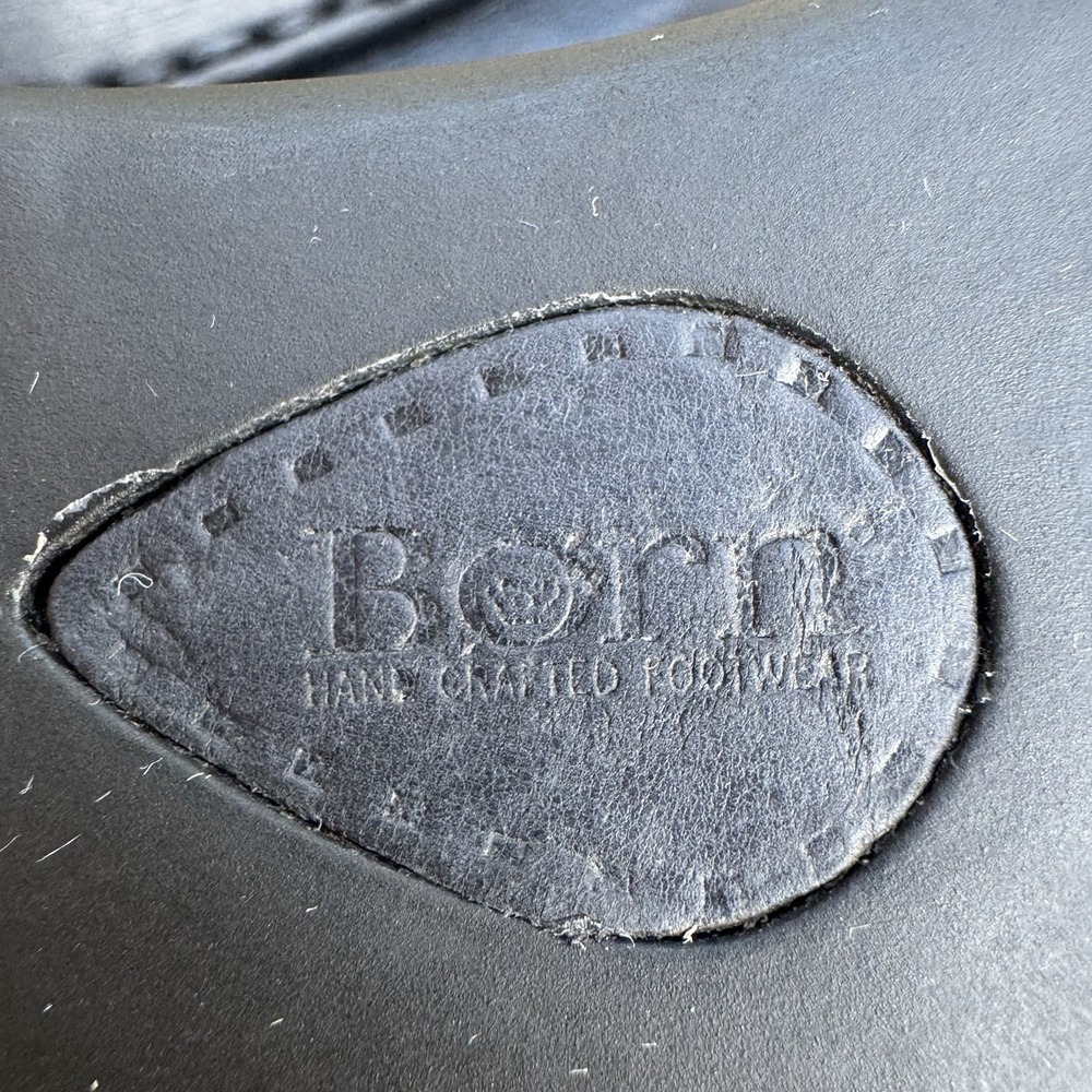 BORN Emmy Platform 4" Wedge‎ Cross Strap Women's Sz 11 M Black Leather Sandals - Picture 11 of 12